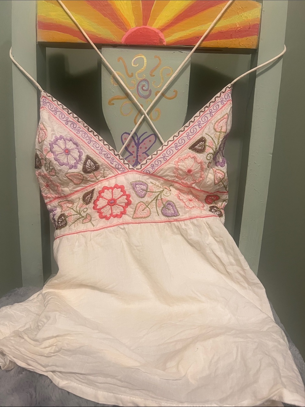 Charlotte Russe White Floral Embroidered Camisole Slip